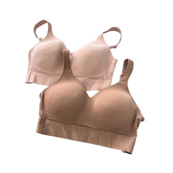 Rhonda Shear 2 Pack Molded Cup Bra with Wrap Back Size Large Pink Beige 638.29 - Picture 2 of 9